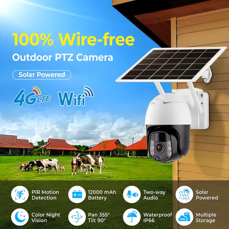 BowLift | 2K Solar-Powered WIFI PTZ Camera with Auto-Tracking & Night Vision