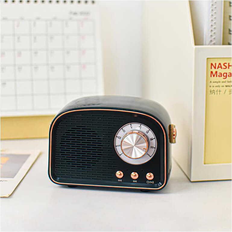 BowLift | Retro Round Radio Bluetooth Speaker | Wireless | Portable | Stylish Sound for Home & On-the-go