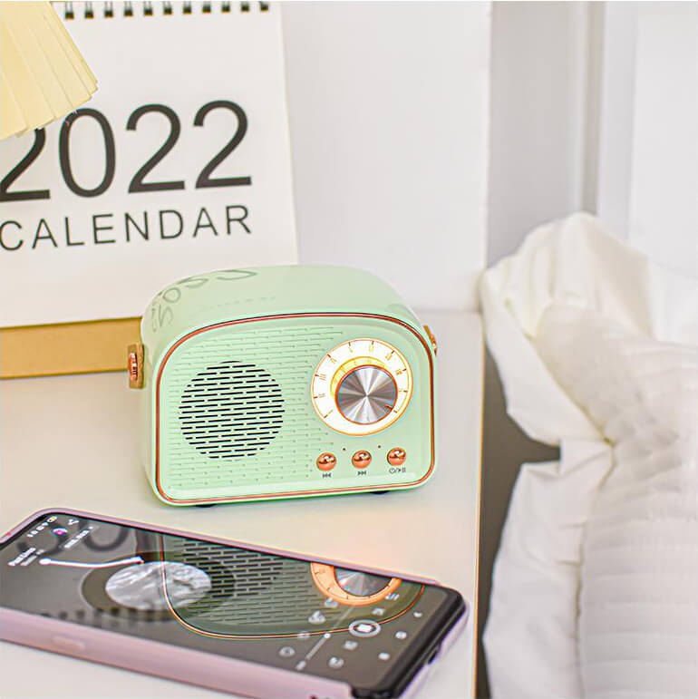 BowLift | Retro Round Radio Bluetooth Speaker | Wireless | Portable | Stylish Sound for Home & On-the-go