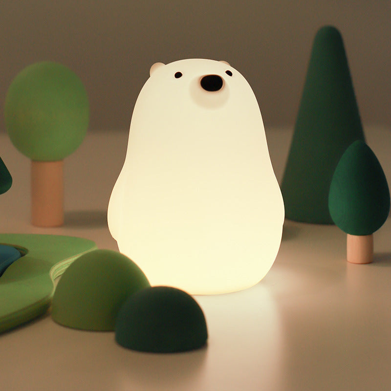 BowLift | Squeezeable Silicone White Bear LED Night Light - Perfect Gift for Kids and Girls
