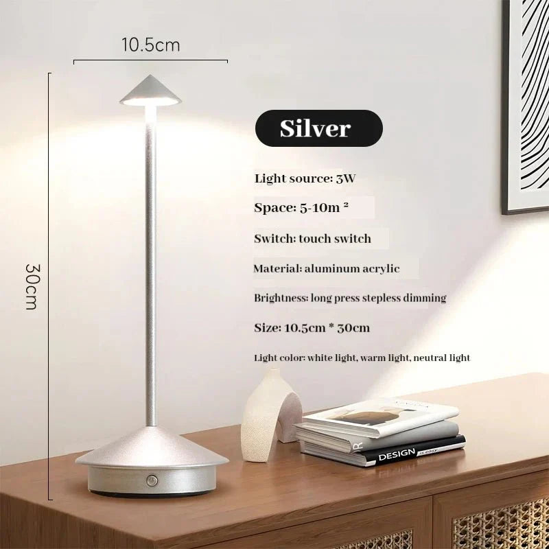 BowLift | Elegant rechargeable metallic table lamp