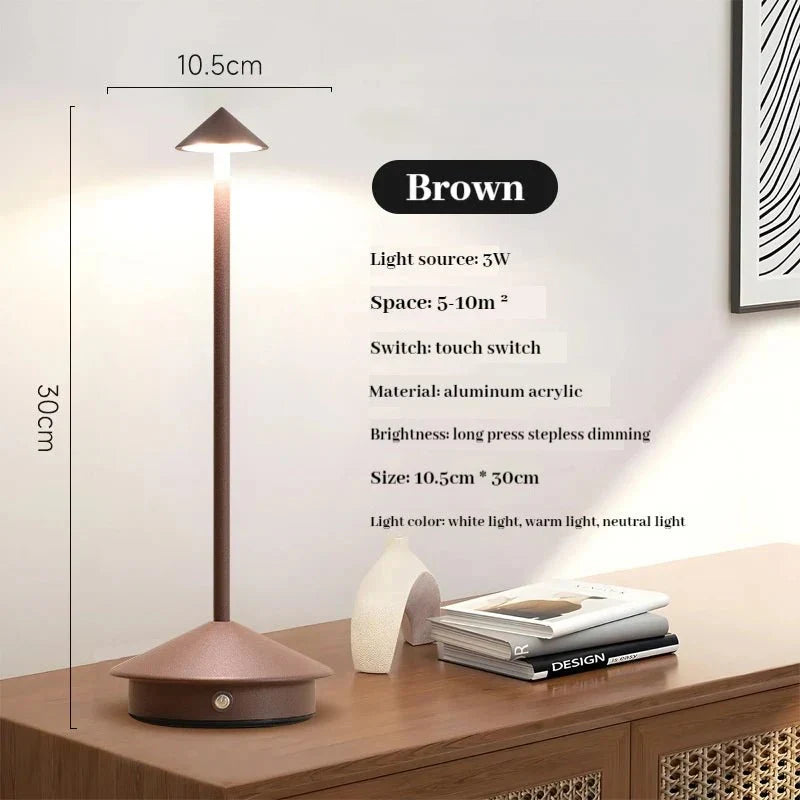 BowLift | Elegant rechargeable metallic table lamp