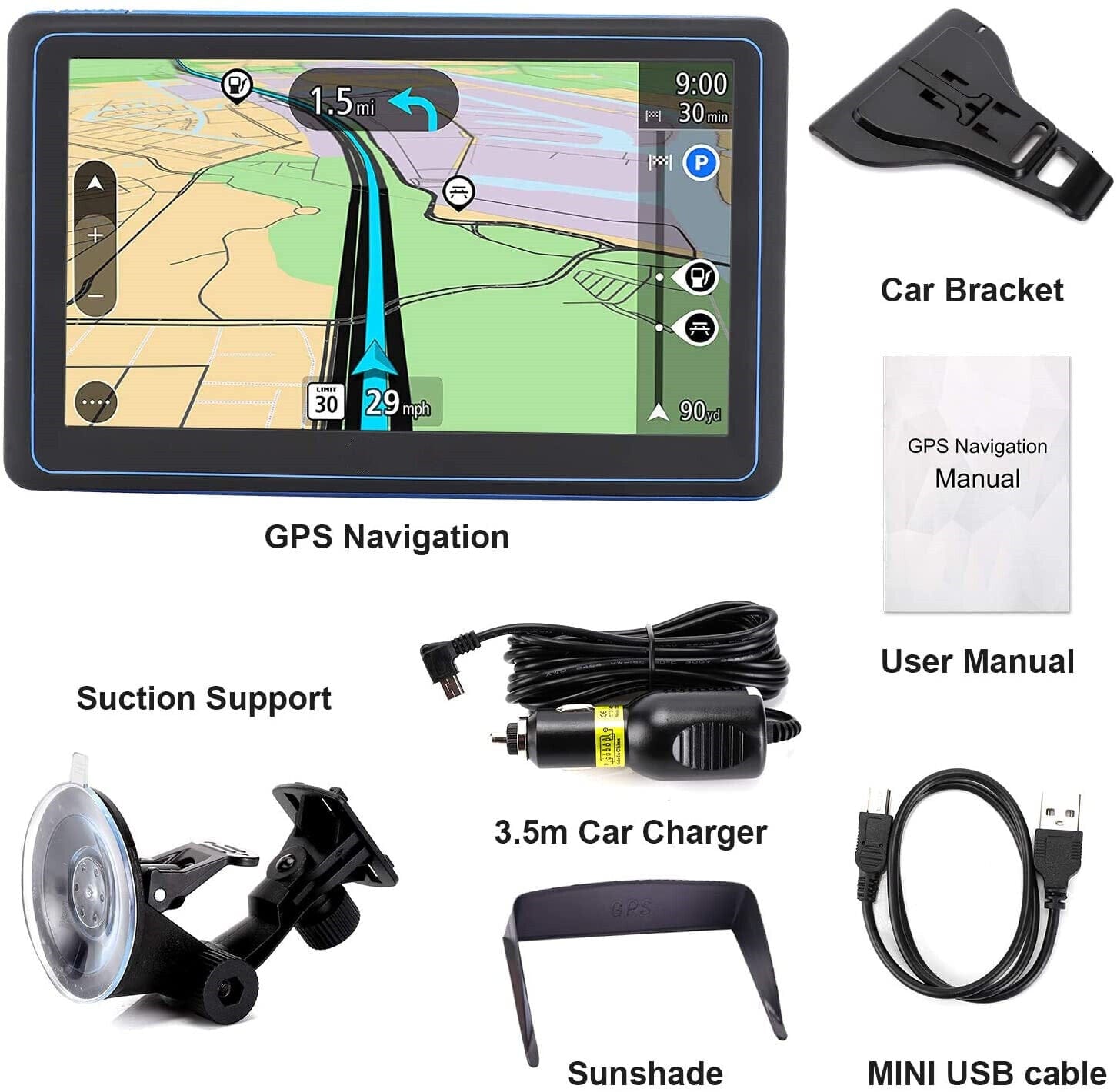 BowLift | 7" GPS Navigation System | Upgraded with Live Traffic Updates & Pre-Loaded UK & EU Maps for Cars and Trucks