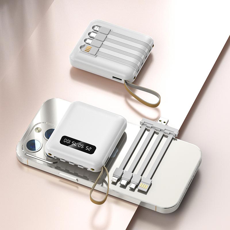 BowLift | Fast Charge 20000mAh Mini Powerbank with Integrated Cables