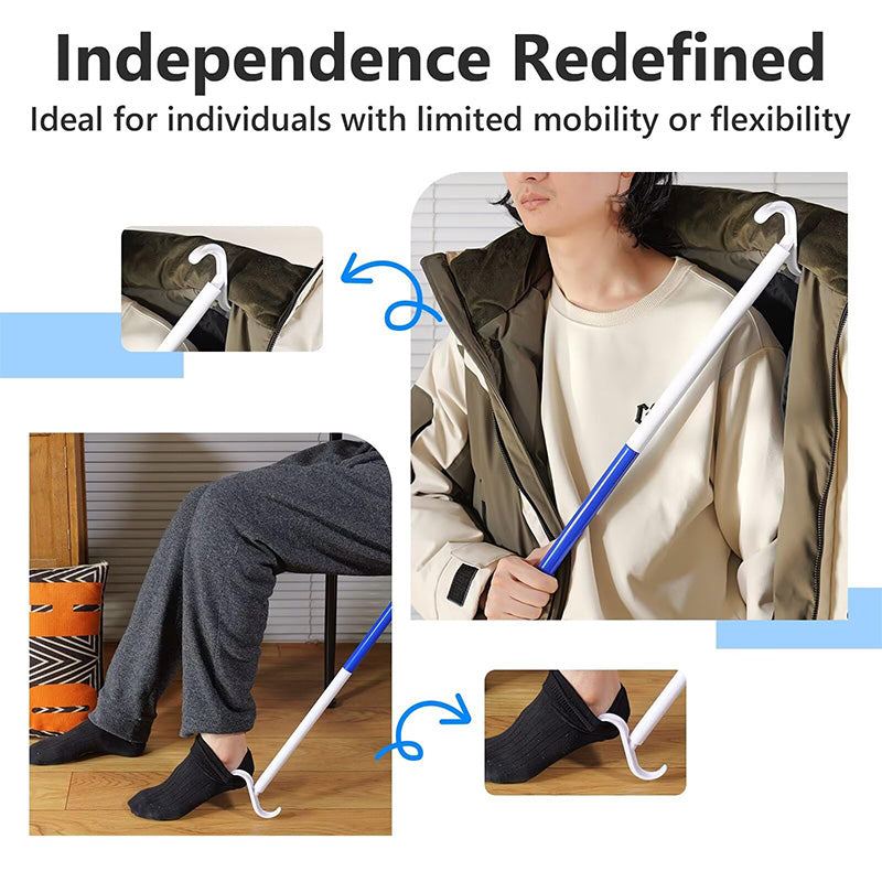 BowLift | Adjustable long shoehorn with sock remover for seniors