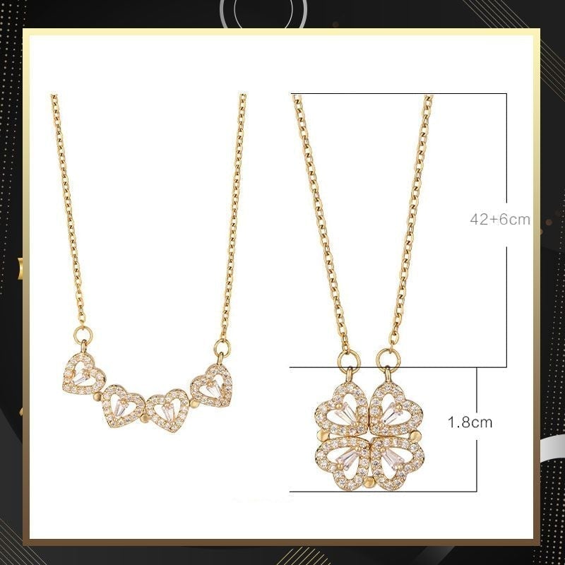 BowLift | Heart-shaped necklace with four leaves