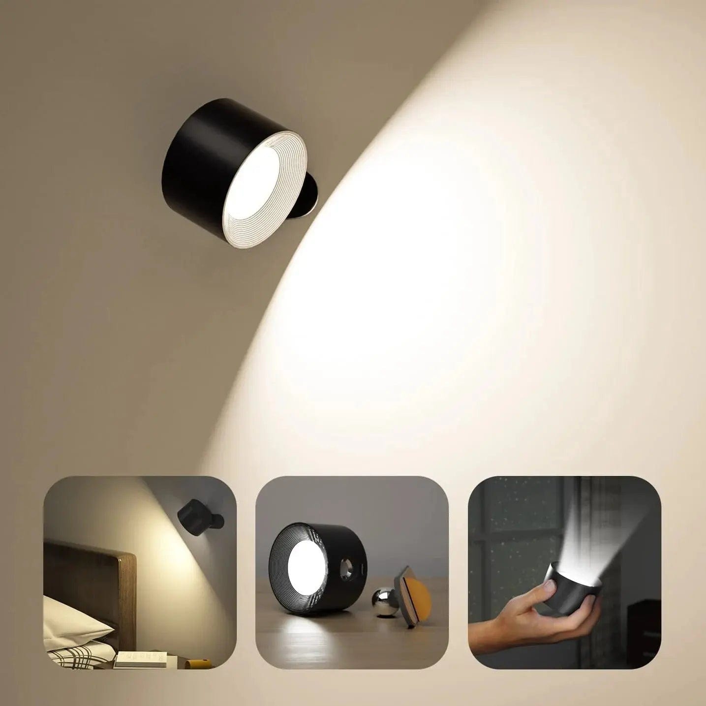 BowLift | Battery Operated Wall Light | Rechargeable, 360° Adjustable & Wireless for Bedrooms, Hallways & Reading Corners