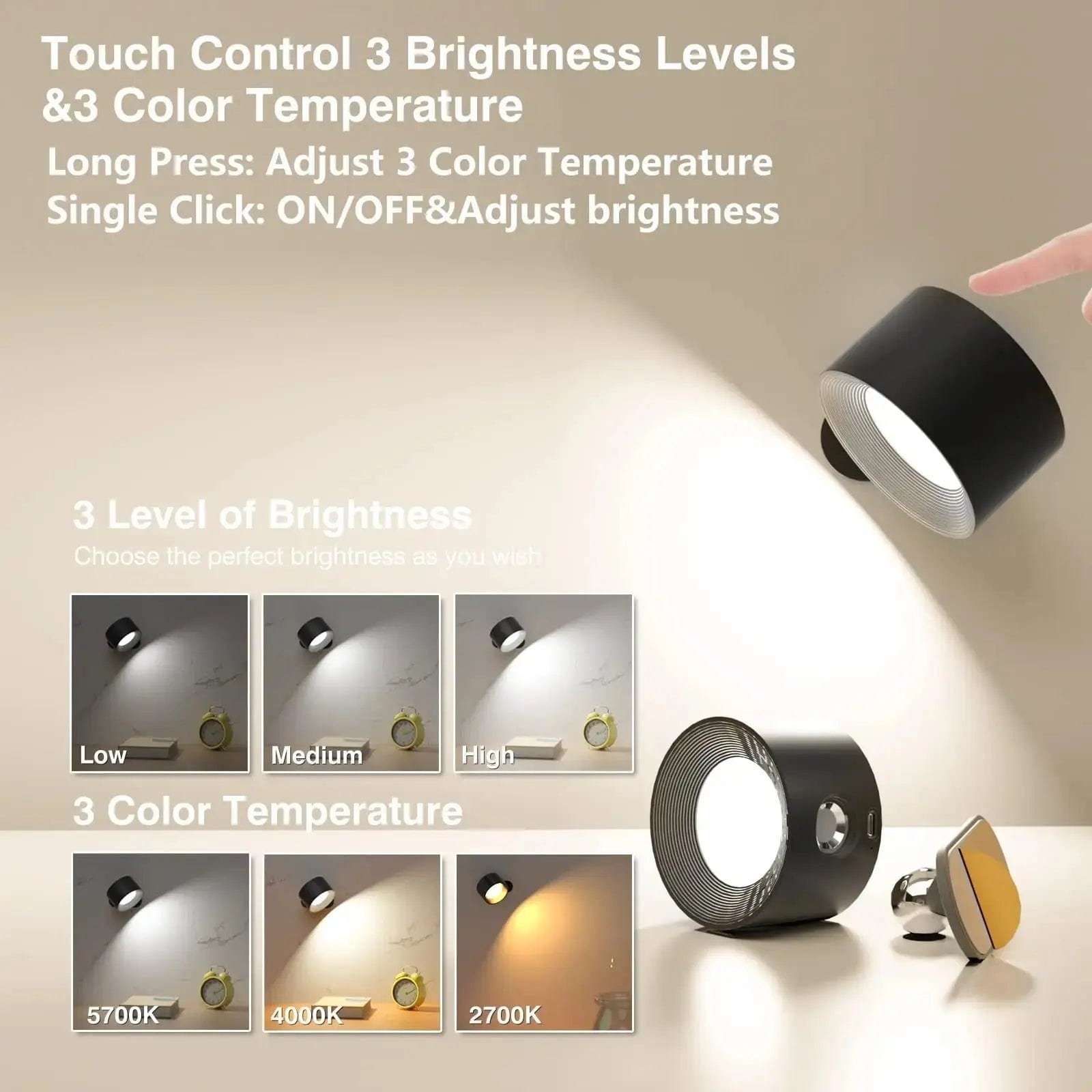 BowLift | Battery Operated Wall Light | Rechargeable, 360° Adjustable & Wireless for Modern Interiors