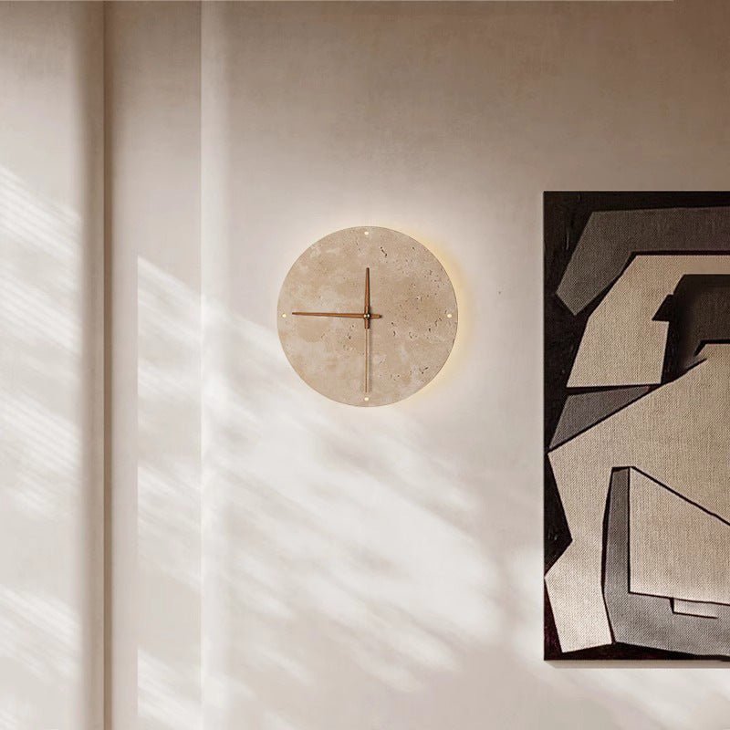BowLift | Awaken your space with the Wabi-sabi wall clock made of travertine