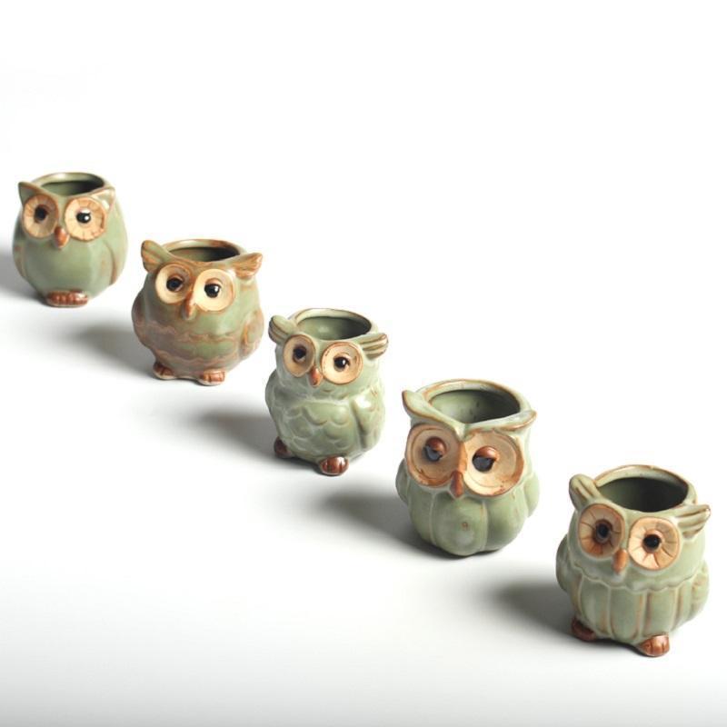 BowLift | Owls Ceramic Flower Pot Set 5-piece