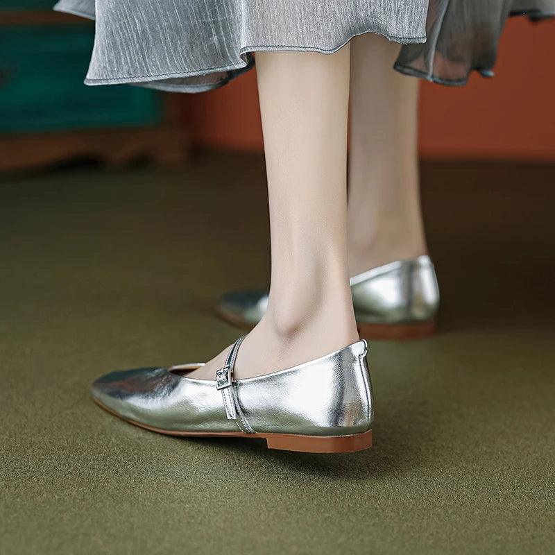 BowLift | Casual shoes: Distinctive comfortable ballerinas - Leather retro style - TSS158