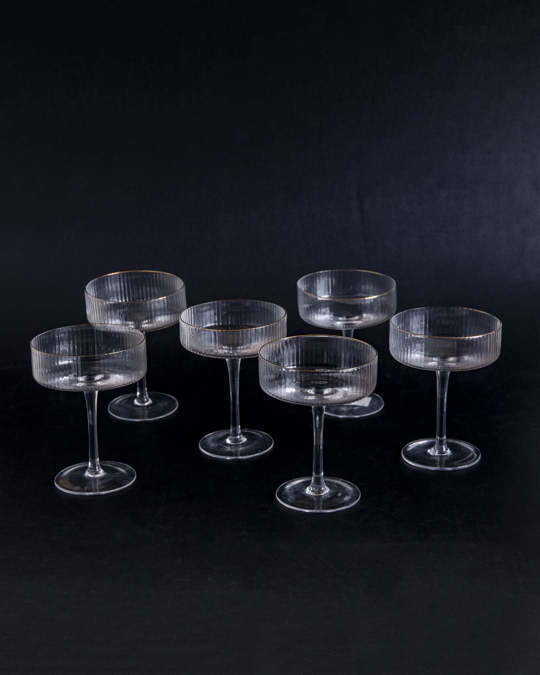 BowLift | Ribbed Coupe Cocktail Glasses - Set of 6