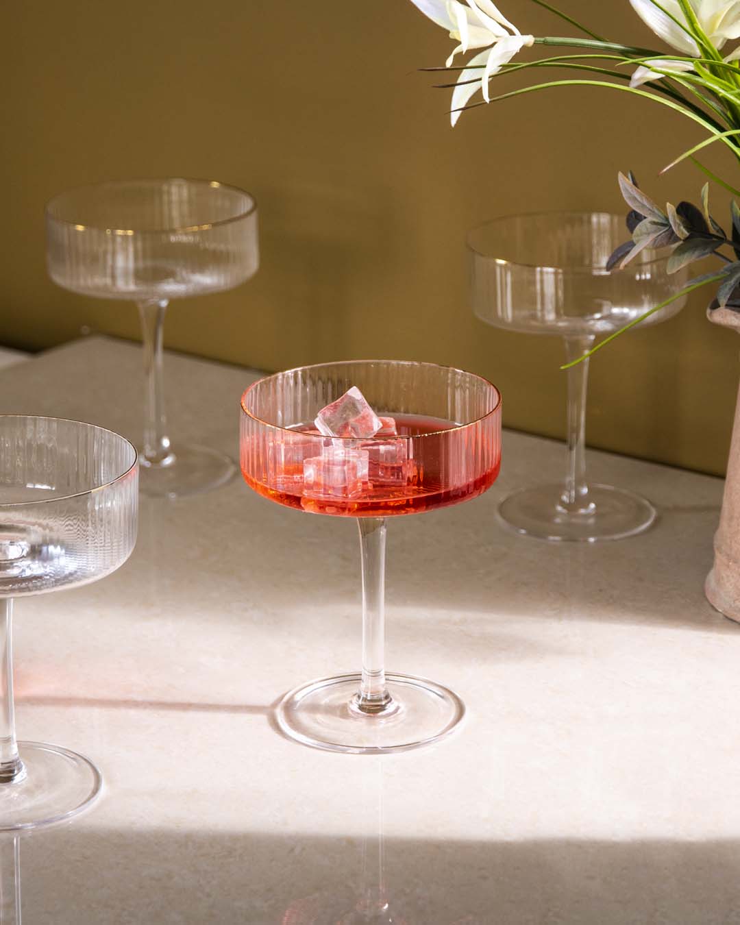 BowLift | Ribbed Coupe Cocktail Glasses - Set of 6