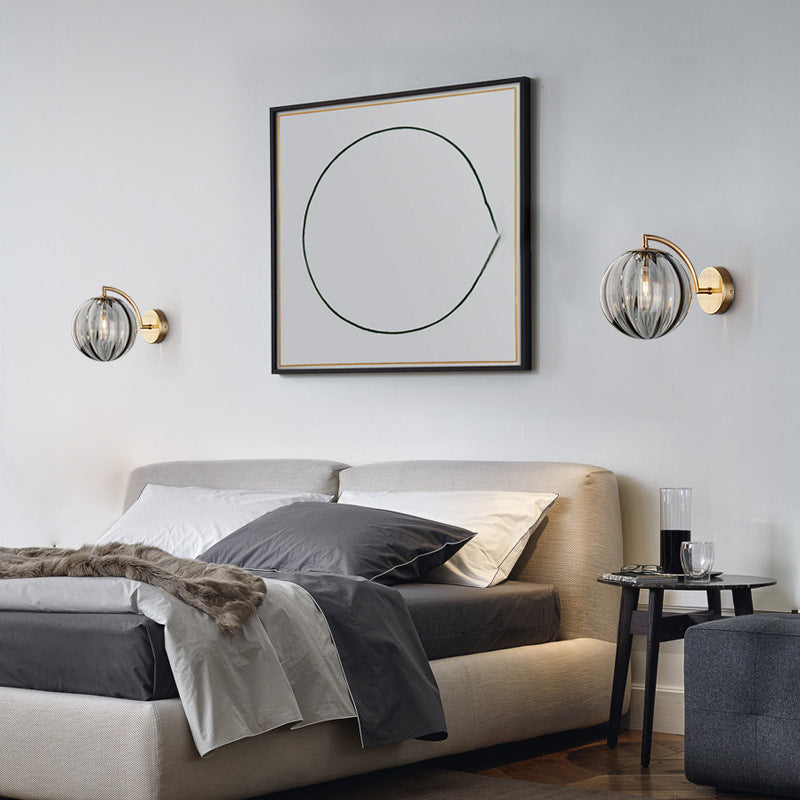 BowLift | Contemporary Scandinavian Round Ball Iron Glass 1-Light Wall Lamp for Living Room