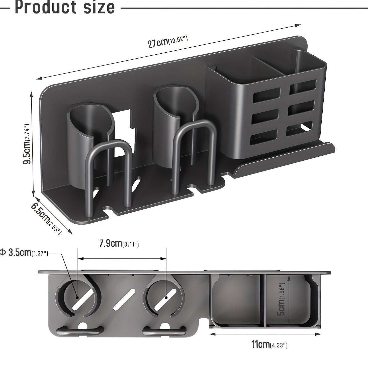 BowLift | BristleHub Wall-Mounted Electric Toothbrush Holder – Aluminium Bathroom Organiser with Drainage Holes