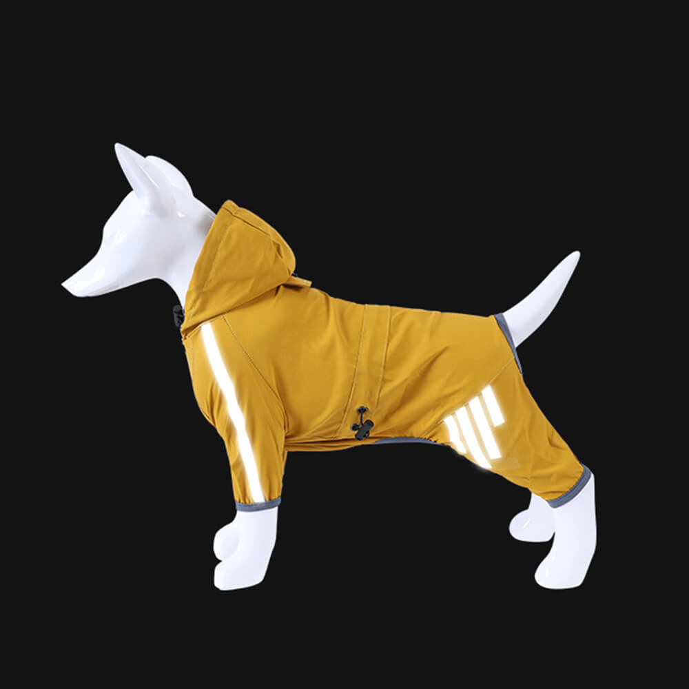 BowLift | Stylish waterproof adjustable reflective stripe dog rain jacket with hood