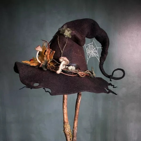 BowLift | HexaHat – Handmade Felt Witch Hat made of Merino Wool & Silk Chiffon