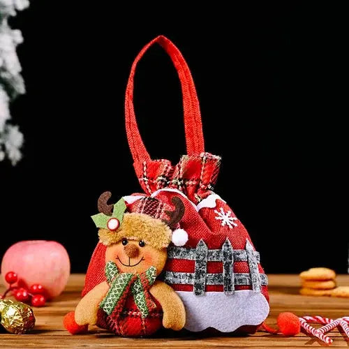 BowLift | Christmas Gift Bags | Reusable Fabric with Drawstring | Santa, Snowman & Reindeer Patterns | 2 Sizes