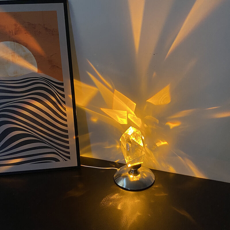 BowLift | LuxorLite Diamond Crystal LED Table Lamp | Luxurious Mood Light | 3 or 16 Color Change | Wireless Night Light