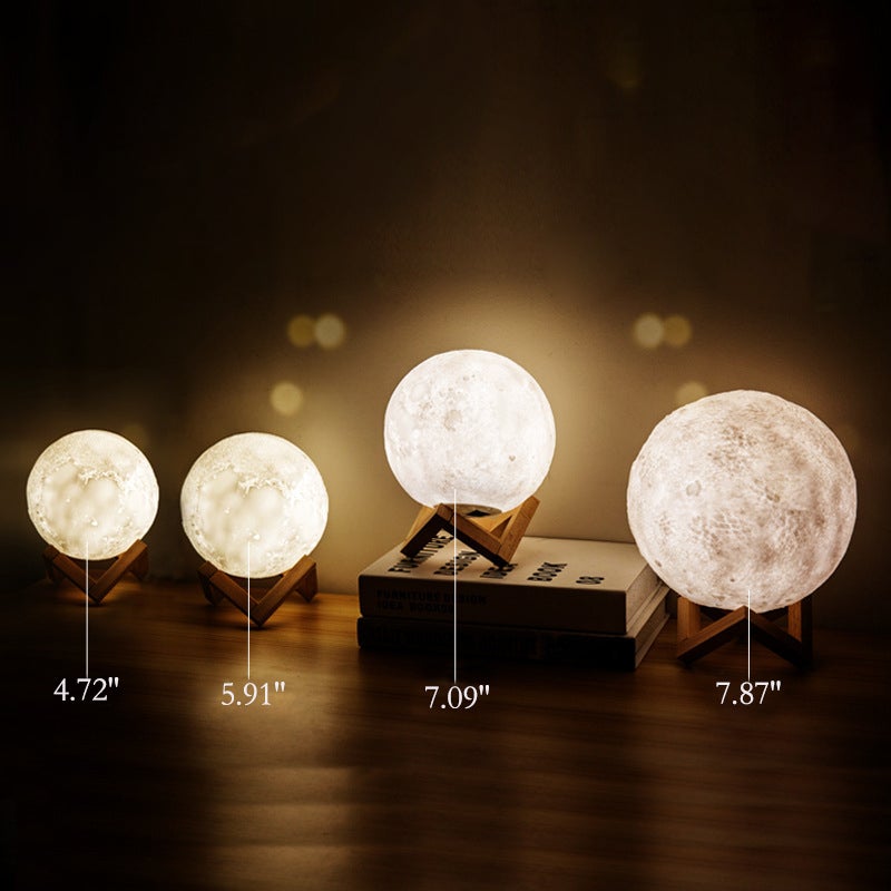 BowLift | Creative Mini Rechargeable 3D Printed Moon 1-Light LED Table Lamp
