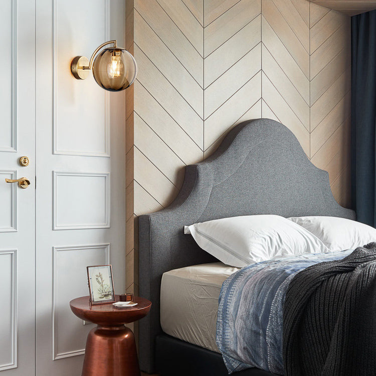 BowLift | Contemporary Scandinavian Round Ball Iron Glass 1-Light Wall Lamp for Living Room