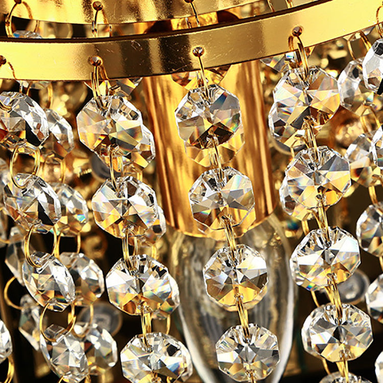 BowLift | Modern Luxury Semi-Round Octagonal Pearl Stainless Steel Crystal 1-Light Wall Sconce Lamp for Living Room