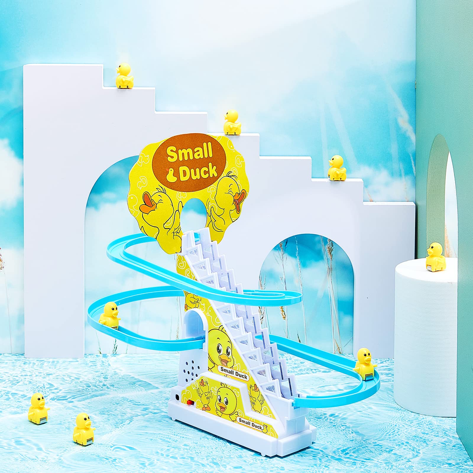 BowLift | Funny Automatic Stair-Climbing Ducklings Cartoon Race Track Set