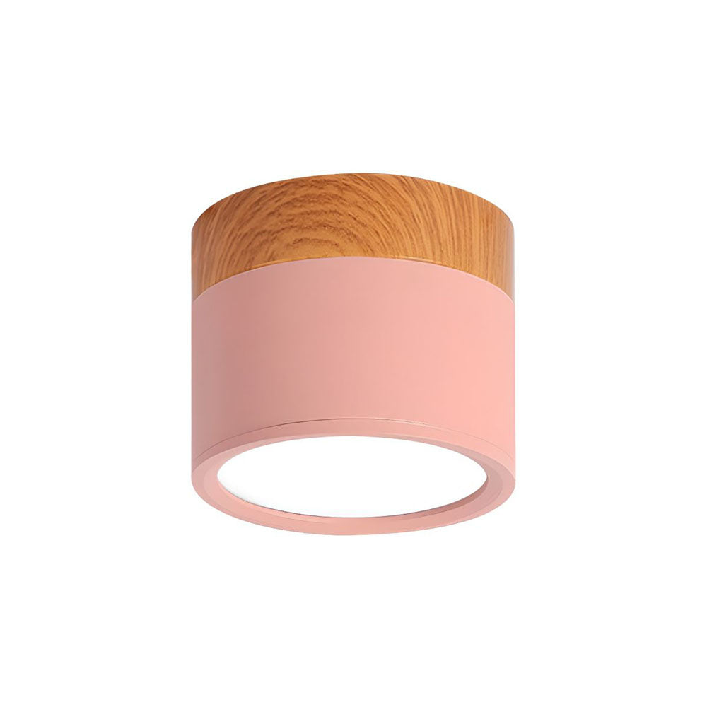 BowLift | Ceiling Light with Pink Flush Wood Finish