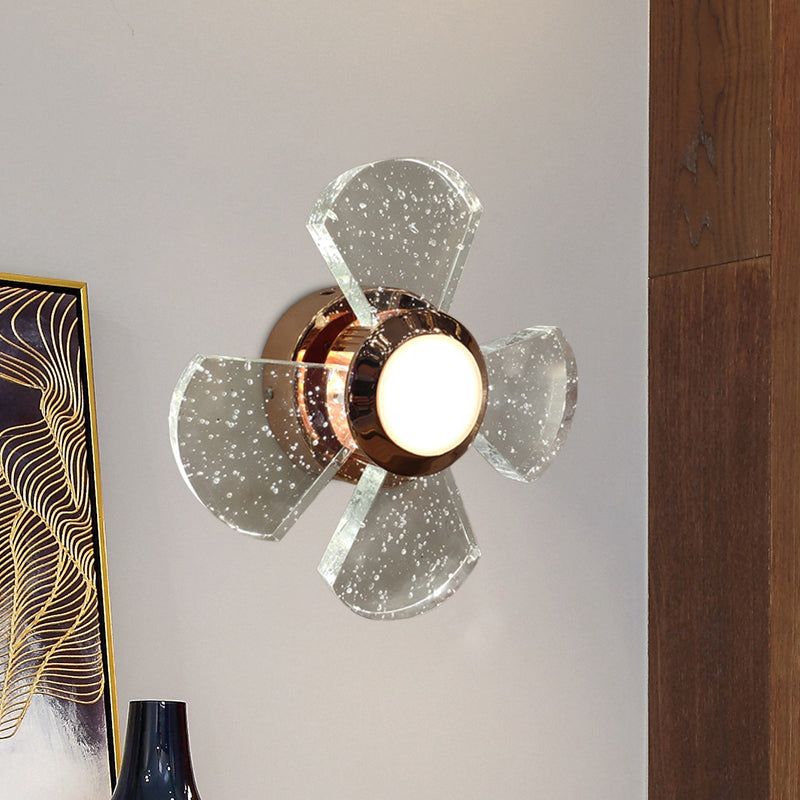BowLift | Fan Design Faceted Clear Glass Wall Light Modern LED Hall Wall Mounted Lighting