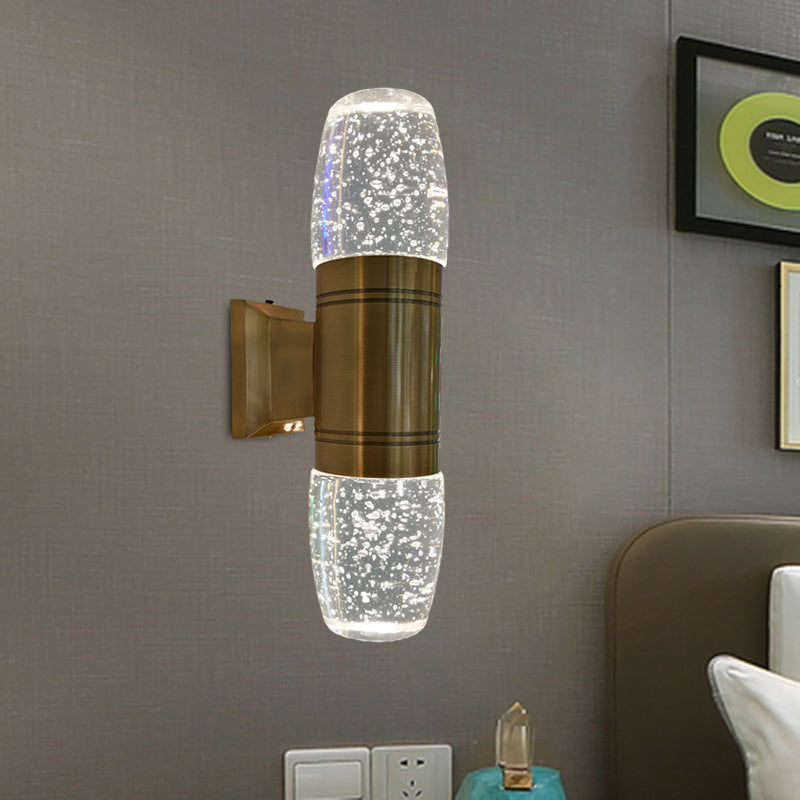 BowLift | Tube Wall Sconce Modern LED Crystal Wall Light in Brass for the Bedroom