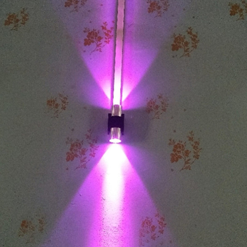 BowLift | Tube Disco Pub Wall Light Aluminum Simple 3"/4.5" H LED Wall Mount Lighting in Silver, Blue/Yellow/Purple Light