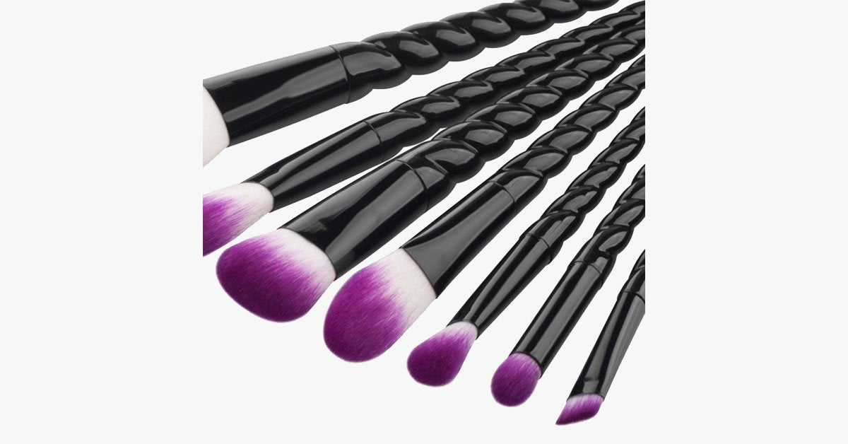 BowLift | Black Unicorn Makeup Brush Set with 7 Brushes – For the Perfect Blending