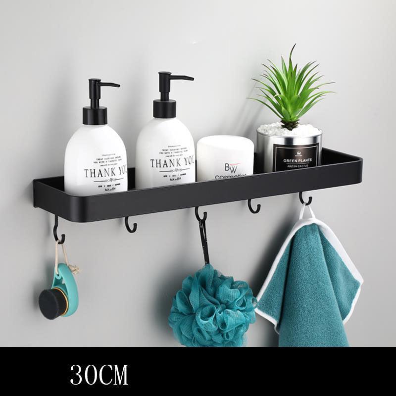 BowLift | Black bathroom shelf made of space aluminum for wall mounting