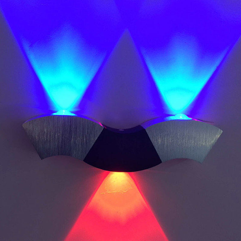BowLift | Black and Silver Wave Wall Light Simplicity Metallic LED Ceiling Light in Green/Purple/Red Light