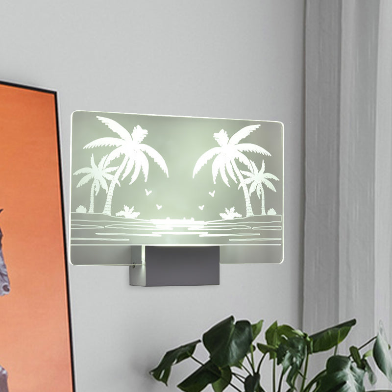 BowLift | Artistry LED Wall Light Clear Coconut Tree/Moose Wall Mount Wall Lamp with Aluminum Shade for Bedroom