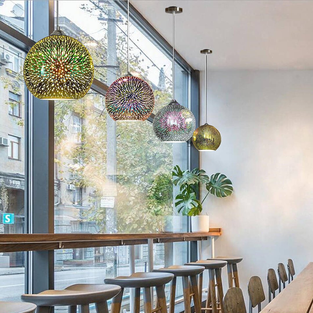 BowLift | Modern creative 3D colorful firework glass 1-light dome pendant lamp