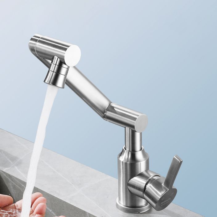 BowLift | Swiveling Outlet Vessel Sink Faucet Stainless Steel Lever Handle Sink Faucet with Water Hose