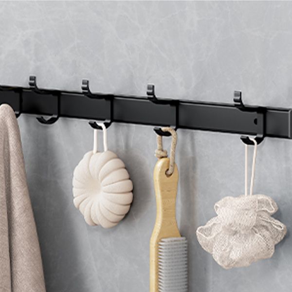 BowLift | Classic Bathroom Accessories Set in Aluminum Black Finish Bathrobe Hook/ Towel Bar