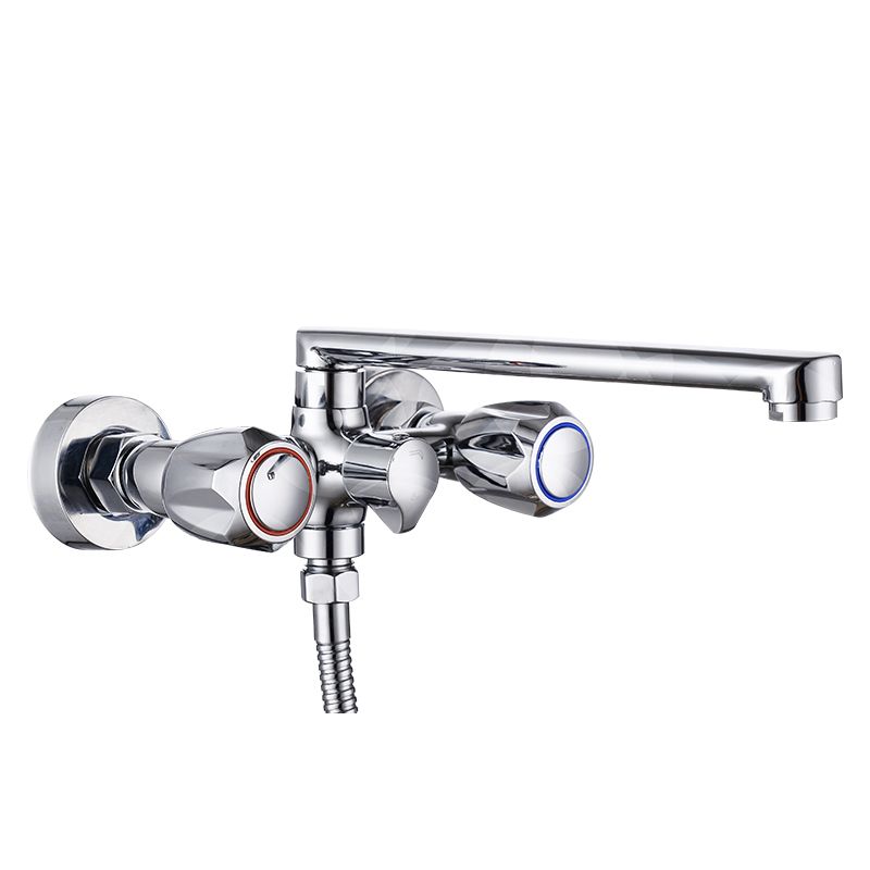 BowLift | Contemporary Bathtub Faucet Trim Chrome Wall-Mounted Swivel Spout with Hand Shower