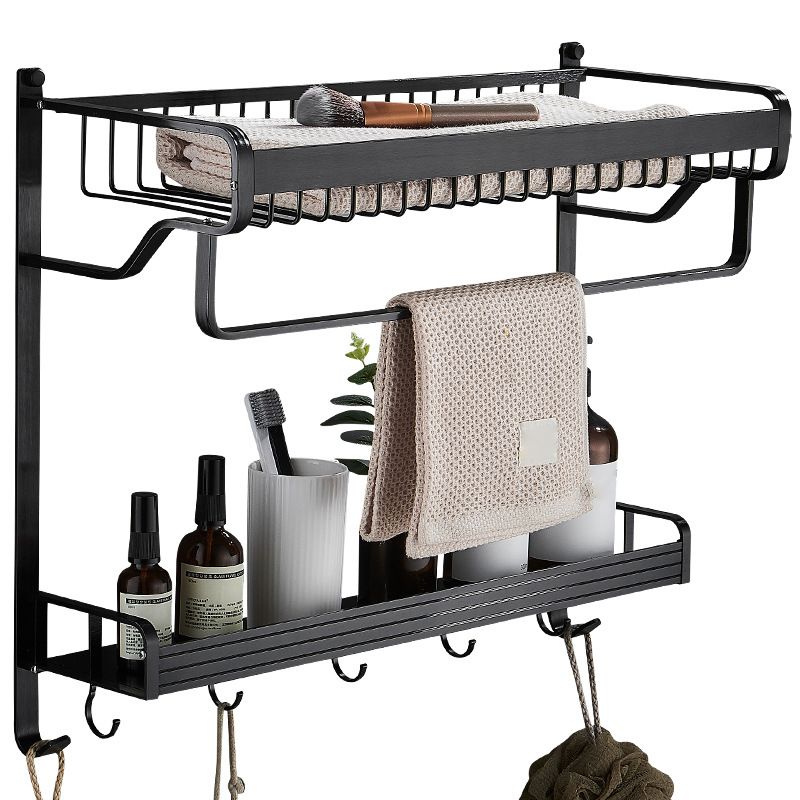 BowLift | Black / Silver Bathroom Accessories Aluminum Hardware Set Bathroom Shelf