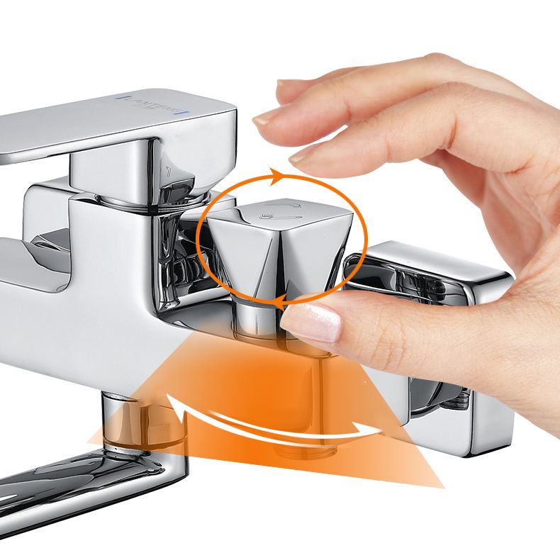 BowLift | Wall Mounted Bathtub Faucet Trim Polished Chrome Swivel Spout with Hand Shower