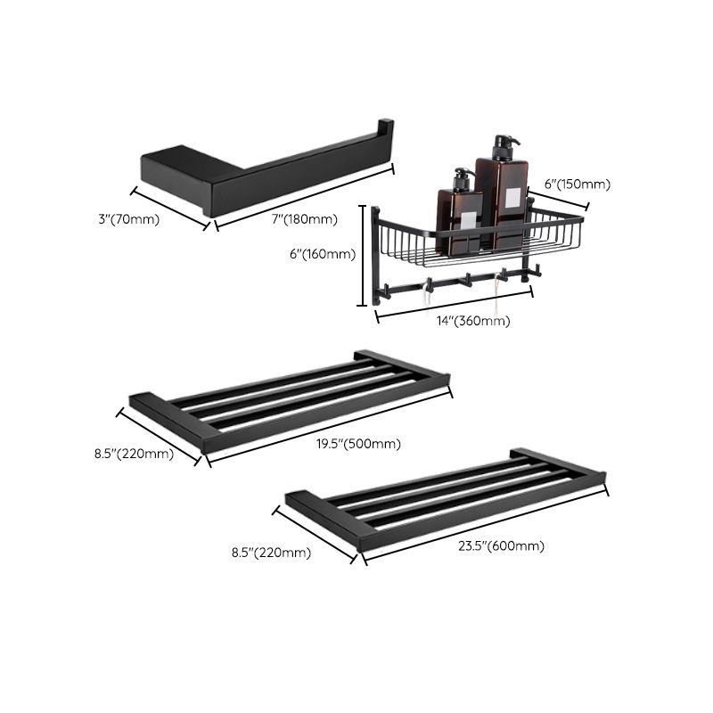 BowLift | 5-piece Modernism Bath Accessory Set in Matte Black Stainless Steel