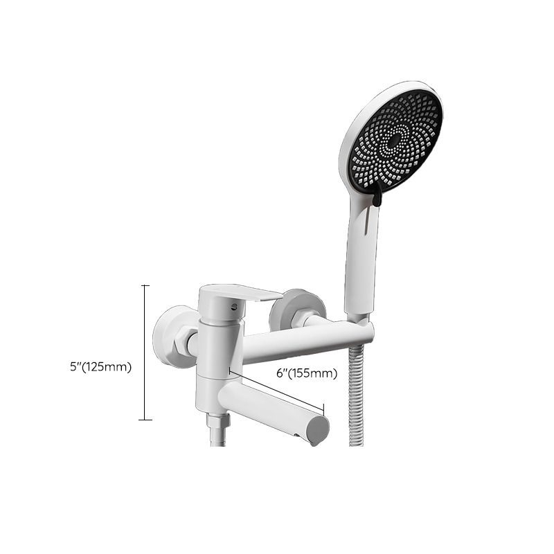 BowLift | White Bath Water Faucet Trim Single Lever Handle Swivel Spout Wall Mounted Hand Shower Bathtub Filler
