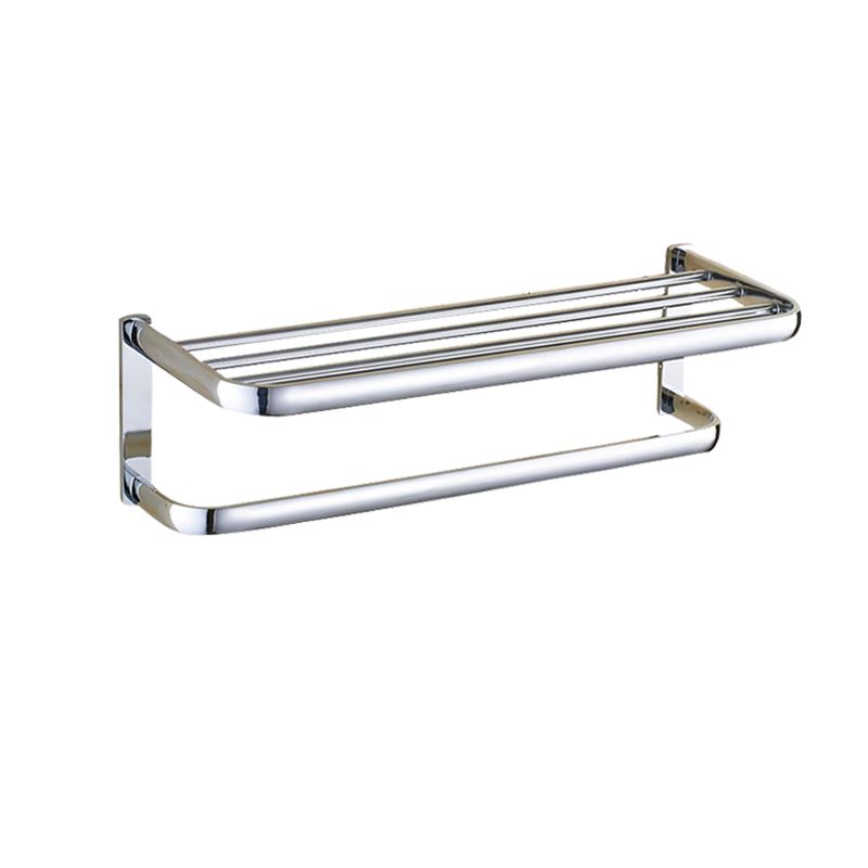 BowLift | Contemporary silver bathroom set with bathroom shelf and towel rail
