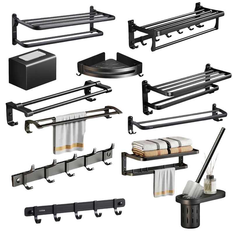 BowLift | Contemporary bathroom accessory set with black finish and bath shelf/towel bar