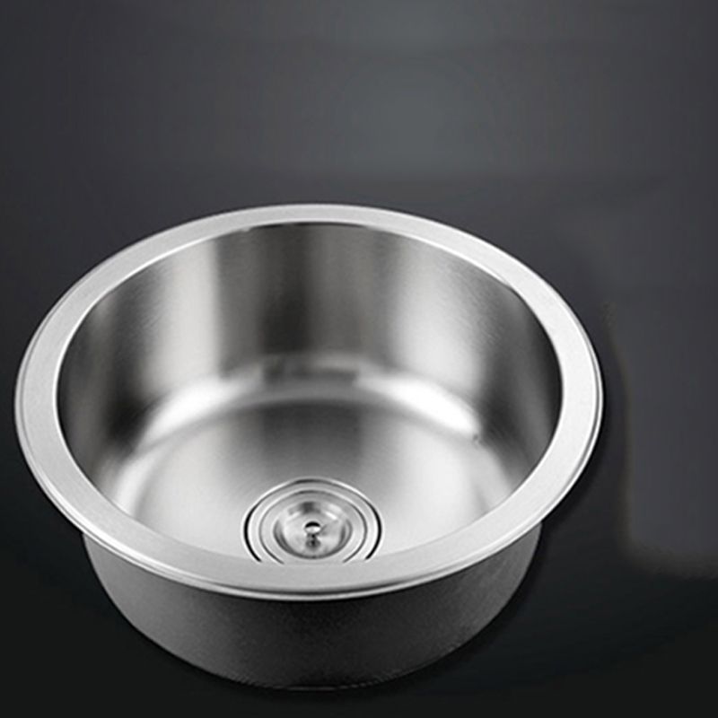 BowLift | Contemporary Single Bowl Kitchen Sink Round Stainless Steel Sink with Drain Strainer Set