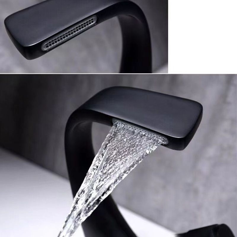 BowLift | Button Handle Faucet Contemporary Style Faucet with Waterfall Spout