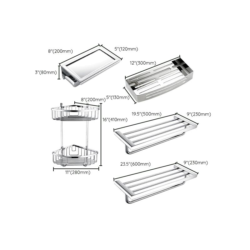 BowLift | Contemporary Bathroom Accessories Hardware Set in Silver with Soap Dish