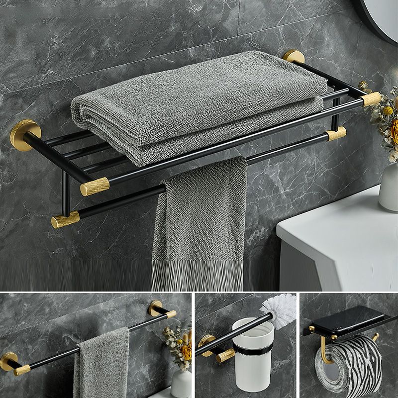 BowLift | 5-piece modern bathroom accessory set made of black brass bathroom hardware