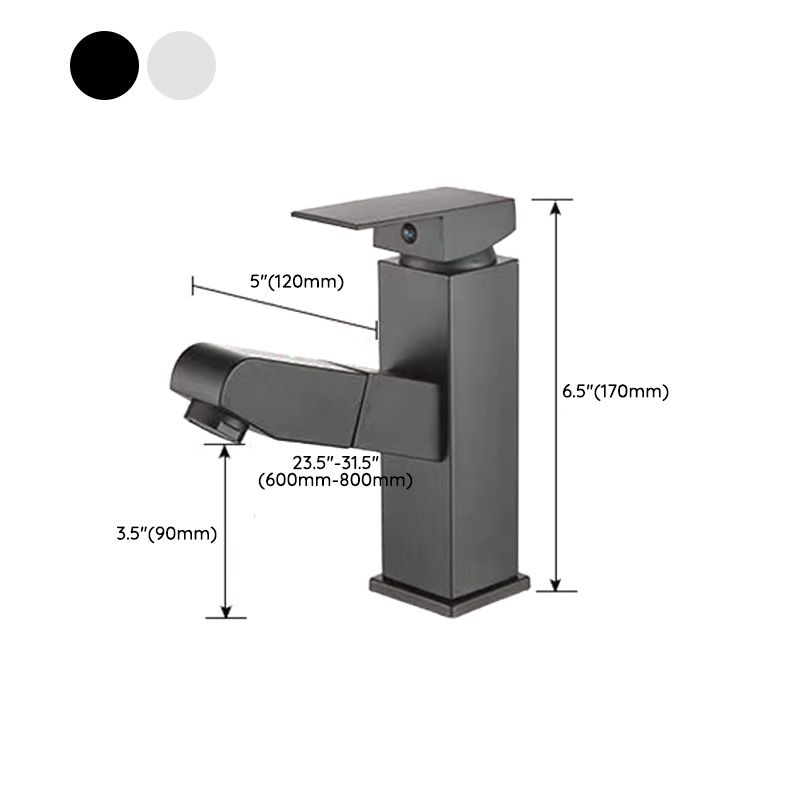 BowLift | Contemporary Bath Faucet Brass Lever Handle Pull-Out Sink Faucet